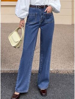 Dual Pocket Straight Leg Jeans Without Belt