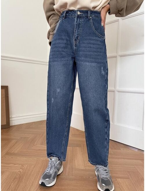 DAZY High Waist Cat Scratch Straight Leg Jeans