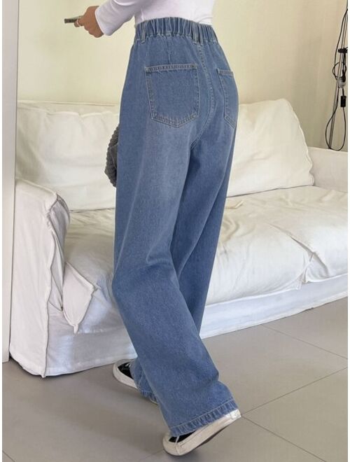 DAZY Elastic Waist Wide Leg Jeans