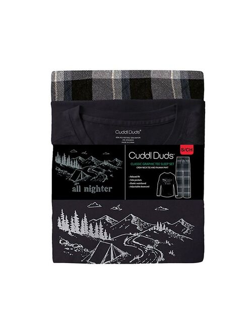Mens Cuddl Duds Men's Cuddl Duds Graphic Tee Classic Pajama Set