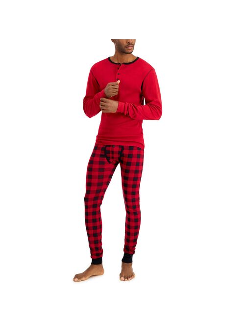 Men's Hanes Henley & Long John Pants Pajama Set