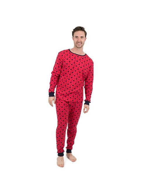 Leveret Mens Two Piece Cotton Pajamas Navy Hearts S