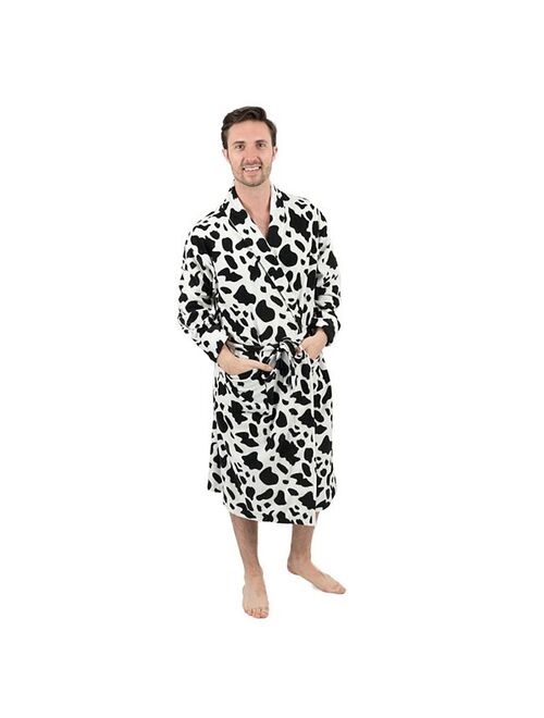 Leveret Mens Fleece Robe Cow Black XL/XXL