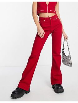 flared jeans in red - part of a set