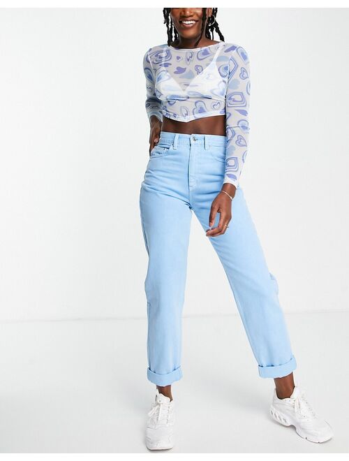 ASOS DESIGN high waist 'slouchy' mom jeans in light blue