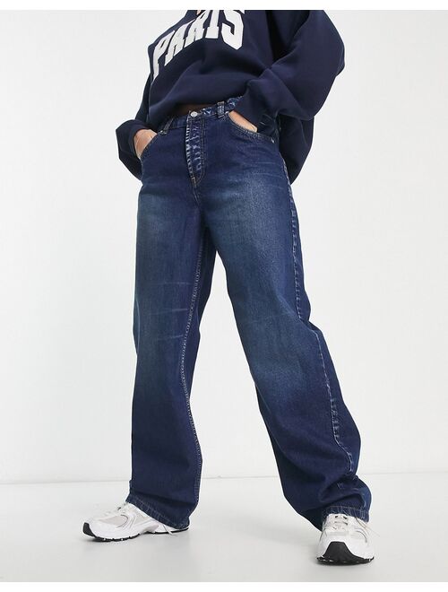 ASOS DESIGN oversized boyfriend jeans in dark blue