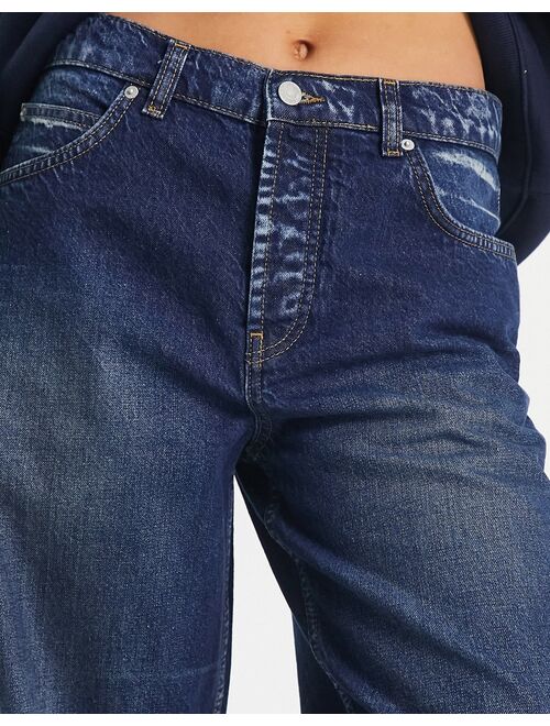 ASOS DESIGN oversized boyfriend jeans in dark blue