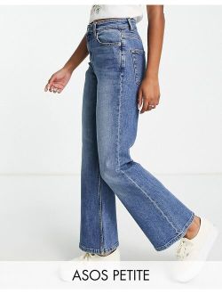 Petite flared jeans in mid blue