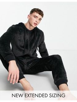 lounge onesie in black fleece