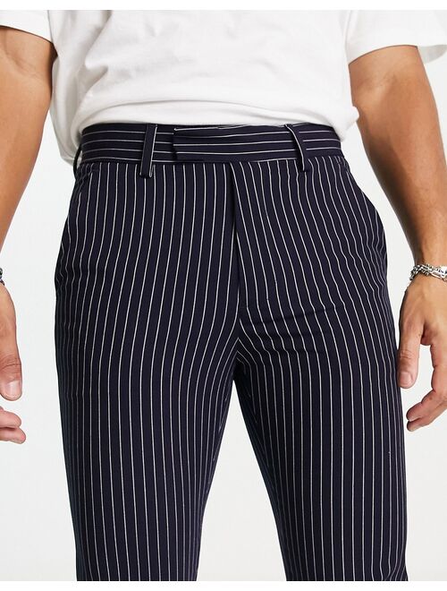 ASOS DESIGN skinny smart pants with navy pinstripe