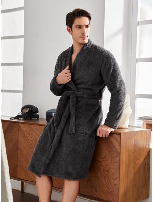 Shein Men Solid Belted Sleep Robe