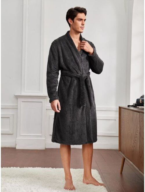 Shein Men Solid Belted Sleep Robe