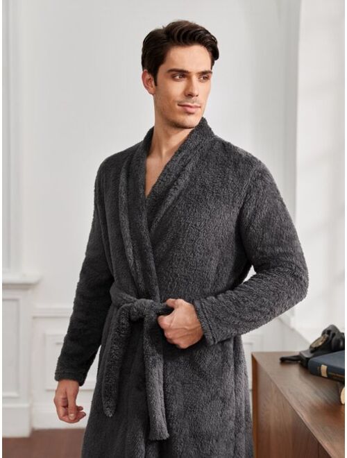Shein Men Solid Belted Sleep Robe