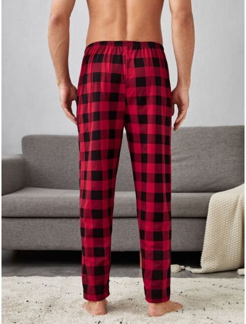 Shein Men Buffalo Plaid Slant Pockets PJ Pants