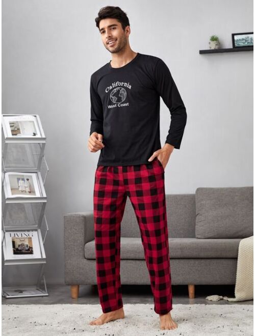 Shein Men Buffalo Plaid Slant Pockets PJ Pants