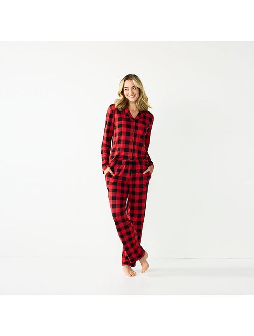 Women's Jammies For Your Families Beary Cool Buffalo Check Pajama Set by Cuddl Duds