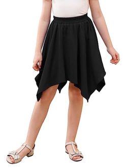 GORLYA Girls Casual Button Corduroy Smock Midi Skirt with Pockets for 4-14T Kids