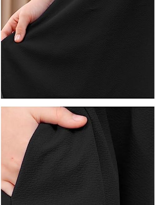 GORLYA Girls Casual Button Corduroy Smock Midi Skirt with Pockets for 4-14T Kids
