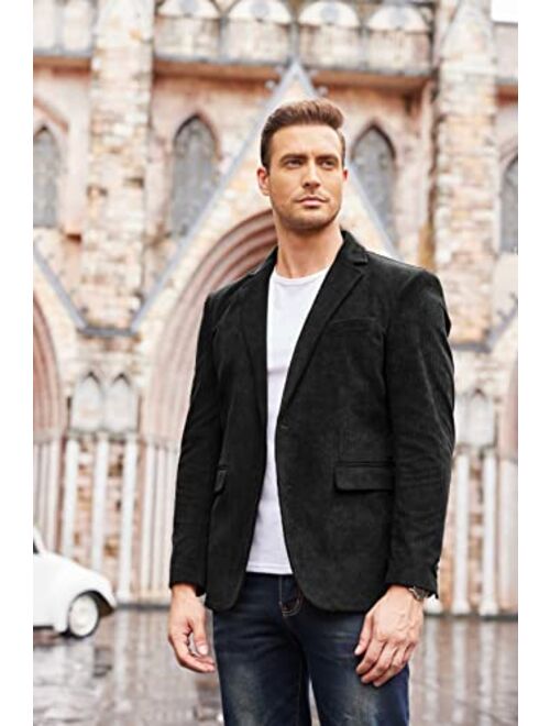 COOFANDY Men's Casual Corduroy Blazer Jacket Two Button Suit Jacket Slim Fit Sport Coat for Autumn Winter