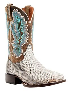 Men's Natural Back Cut Python Exotic Western Boot Broad Square Toe - Dps726