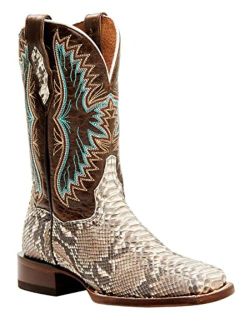 Women's Back Cut Natural Python Exotic Western Boot Broad Square Toe - Dps730