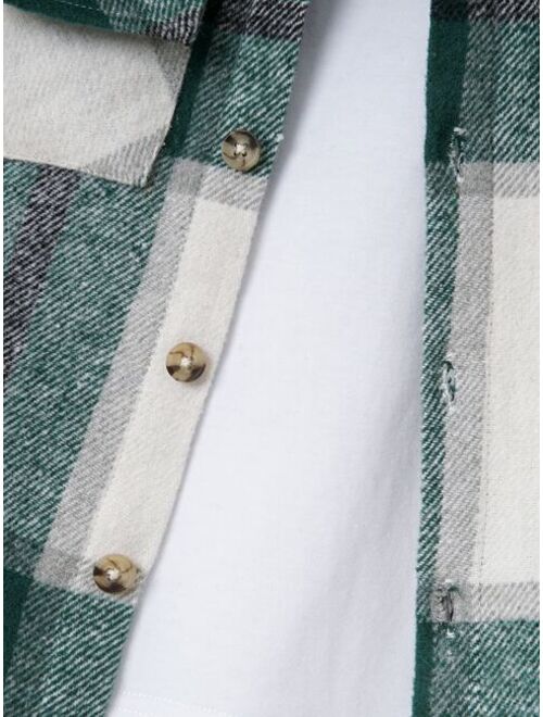 Shein Toddler Boys Plaid Print Flap Pocket Shirt Without Tee