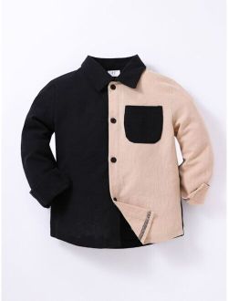 Toddler Boys Two Tone Pocket Patched Shirt
