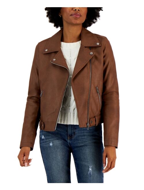 COFFEESHOP Juniors' Faux-Leather Moto Jacket, Created for Macy's