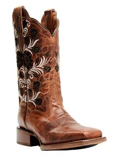 Women's Athena Floral Embroidered Western Boot Broad Square Toe