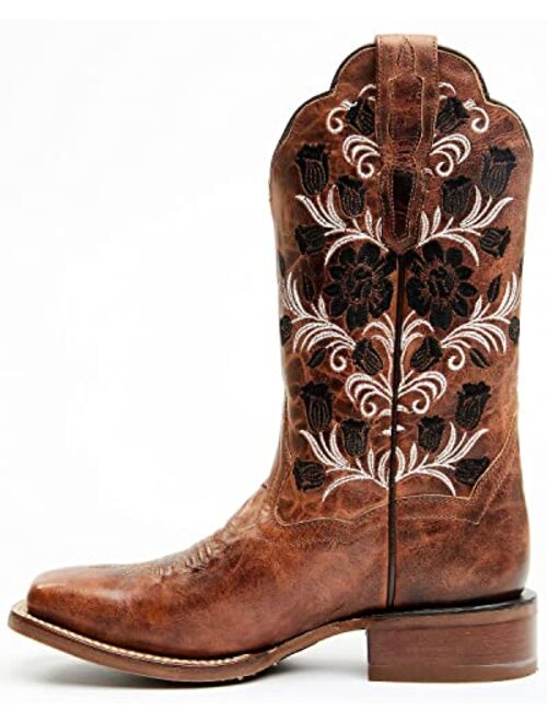 Dan Post Women's Athena Floral Embroidered Western Boot Broad Square Toe