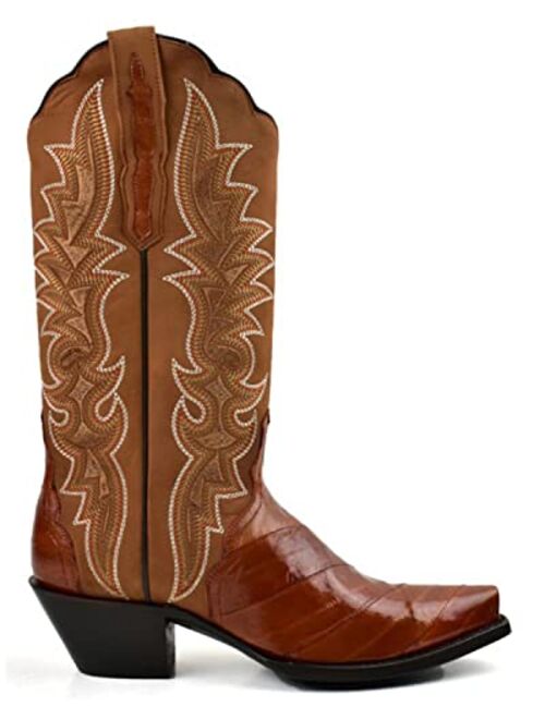 Dan Post Women's EEL Peanut Exotic Western Boot Snip Toe - Dps712