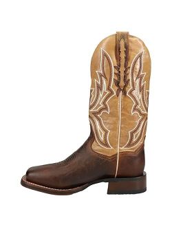 Boots Mens Bellamy Embroidery Square Toe Boots Mid Calf - Brown