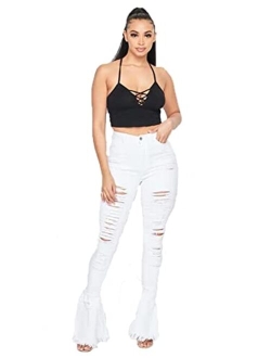 SOHO GLAM High Waisted Stretchy Bell Bottom Jeans