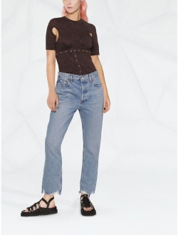 cropped raw-cut jeans