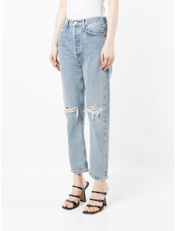 distressed-effect cropped jeans
