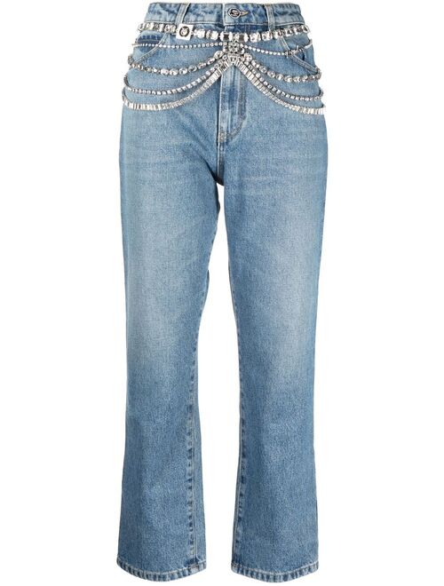 PINKO gem-embellished cropped jeans