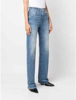 washed-denim straight jeans
