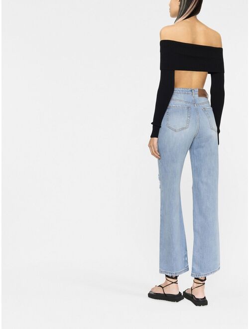 PINKO ripped-detail cropped jeans