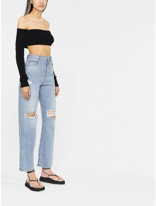 PINKO ripped-detail cropped jeans