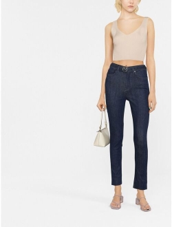 Love Bird-buckle cropped jeans