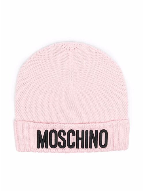 Moschino Kids logo-patch knitted beanie