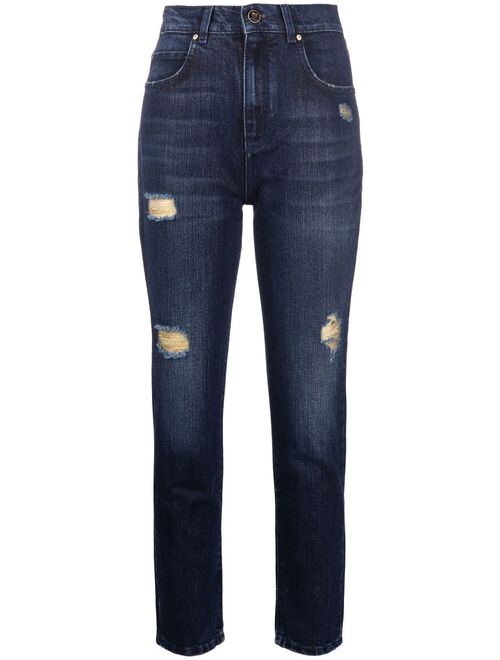 PINKO ripped-detail high-waist jeans