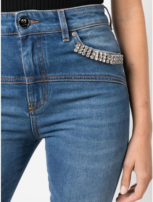 PINKO crystal-embellished slit jeans