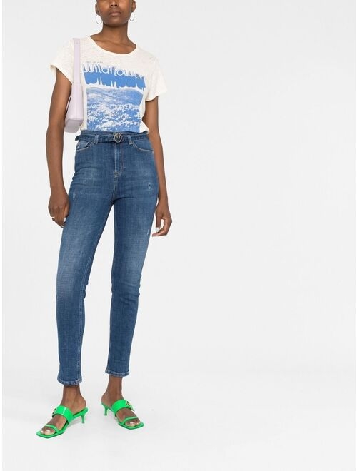 PINKO Susan logo-plaque belted skinny jeans
