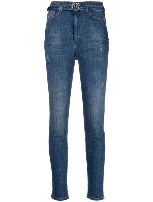 PINKO Susan logo-plaque belted skinny jeans