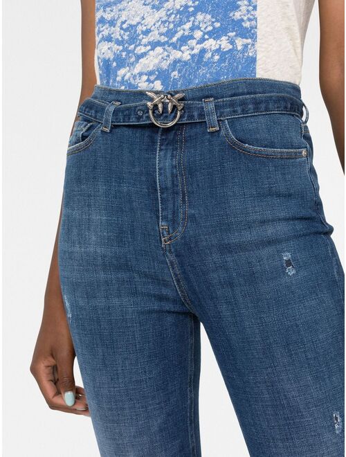 PINKO Susan logo-plaque belted skinny jeans