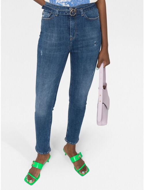 PINKO Susan logo-plaque belted skinny jeans