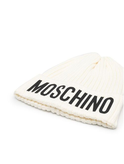 Moschino Kids logo-print ribbed beanie