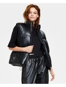 JEANS Women's Faux-Leather Puffer Vest