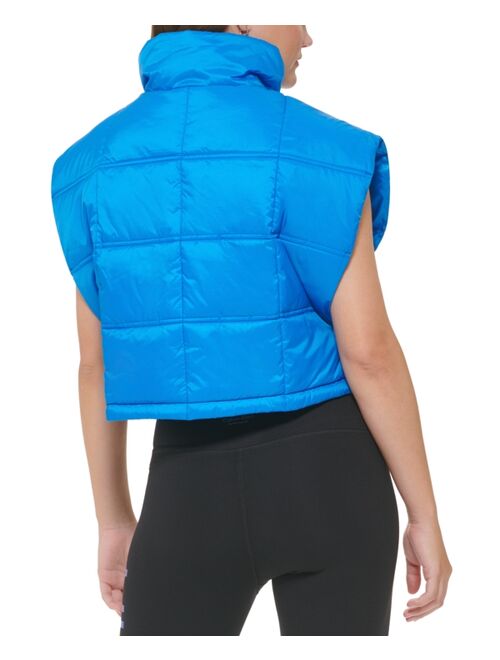 CALVIN KLEIN PERFORMANCE Women's Cropped Mock-Neck Zip-Up Vest